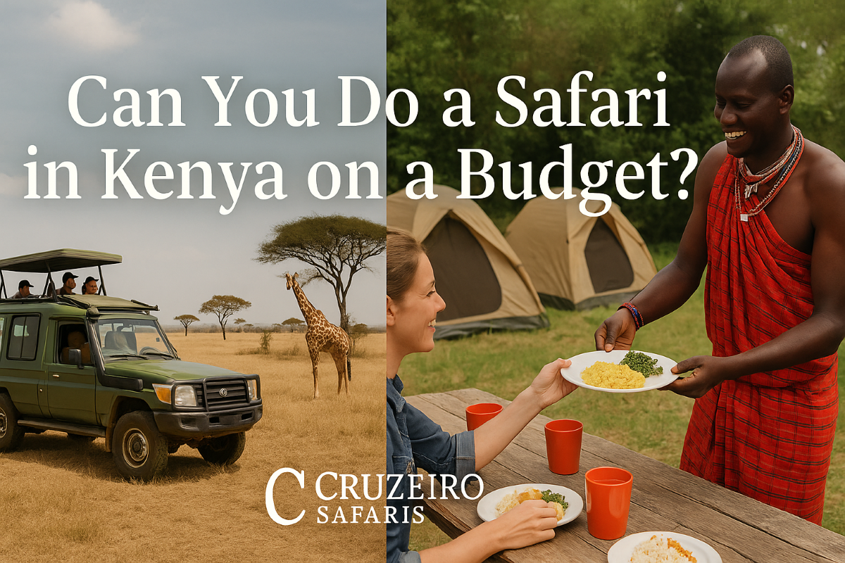 Tourists enjoying a budget safari in Kenya in a shared safari van
