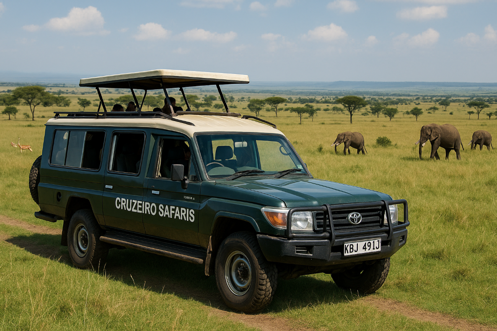 Cruzeiro Safaris 4x4 Jeep in Masai Mara during a game drive