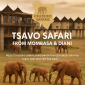 Tsavo Safari Lodge with elephants at sunset, offered by Cruzeiro Safaris from Mombasa and Diani, Kenya.