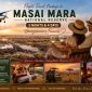 Romantic Masai Mara fly-in safari for honeymooners featuring a couple enjoying sunset views from a luxury safari lodge, a scenic bush plane flight, the Great Migration crossing, luxury accommodation, candlelit dining, and wildlife game drives with Cruzeiro Safaris Kenya.