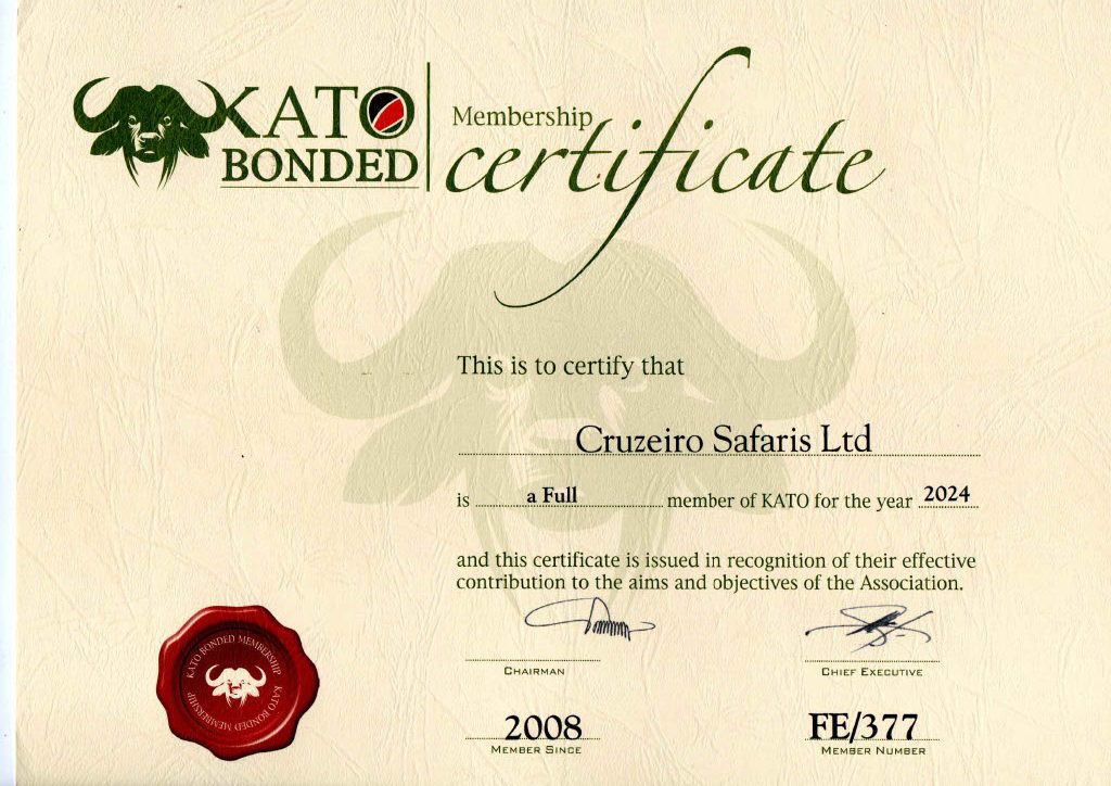 Cruzeiro-Safaris-Ltd KATO Certificate member ship 2024