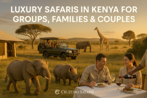 Luxury safari experience in Kenya featuring elegant lodges and scenic views for couples, families, and groups
