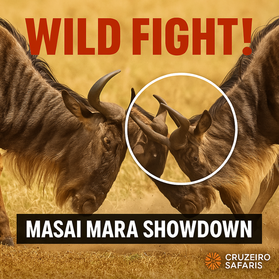 Dramatic wildlife fight scene in Masai Mara captured during a safari with Cruzeiro Safaris Kenya