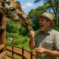 Visitor feeding a giraffe at the Giraffe Center in Nairobi during a tour with Cruzeiro Safaris Kenya
