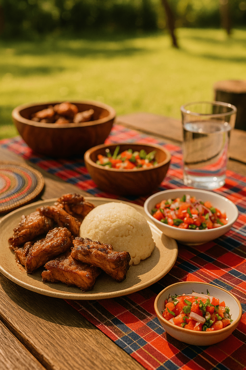 Family enjoying traditional Kenyan lunch on safari with Cruzeiro Safaris Kenya