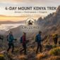 Four trekkers hiking Mount Kenya via Sirimon Route to Point Lenana and descending Chogoria on a 4-day trek with Cruzeiro Safaris Kenya.